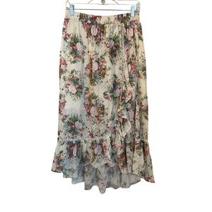 Love Shack Fancy Size M Viva Floral Ruffle Swiss Dot Cottagecore Midi Skirt